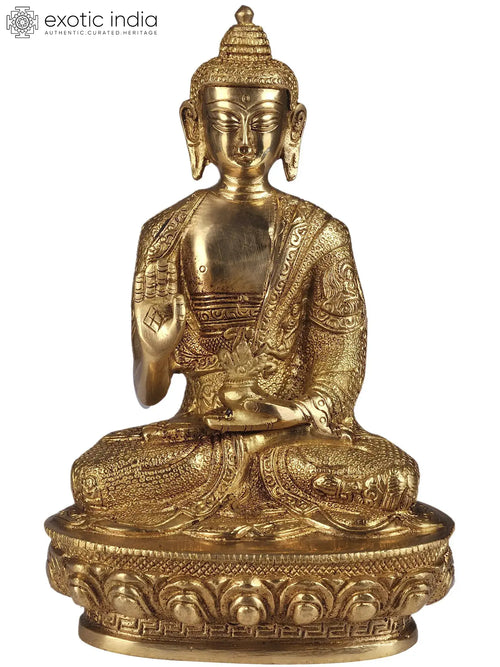 Tibetan Medicine Buddha Brass Sculpture Handmade