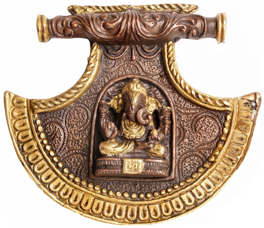 7" Lord Ganesha Brass Wall Hanging Fan Handmade