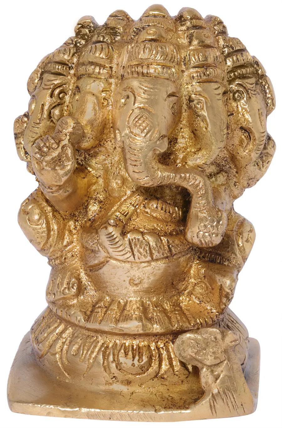 2" Five-Headed Ganesha Brass Statue Handmade