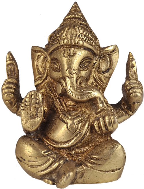 2" Baby Ganesha Brass Idol with Abhaya Mudra Handmade