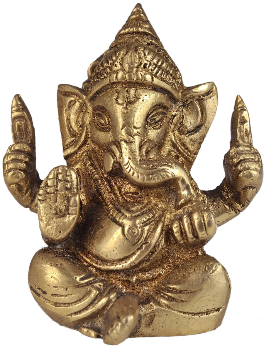 2" Baby Ganesha Brass Idol with Abhaya Mudra Handmade