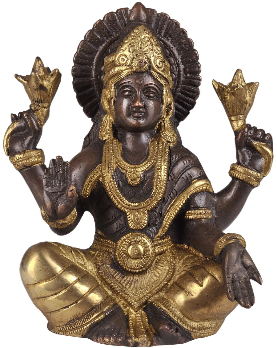 6" Handmade Goddess Lakshmi Brass Statue for Pooja