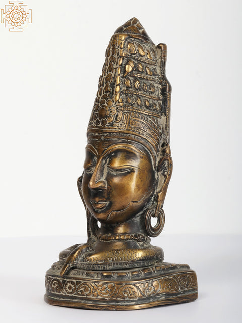 9" Shiva-head Brass Statue | Handmade | Made In India