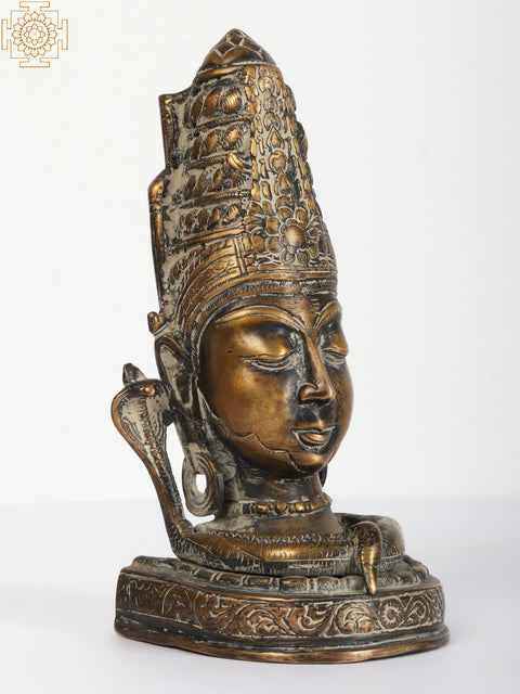 9" Shiva-head Brass Statue | Handmade | Made In India