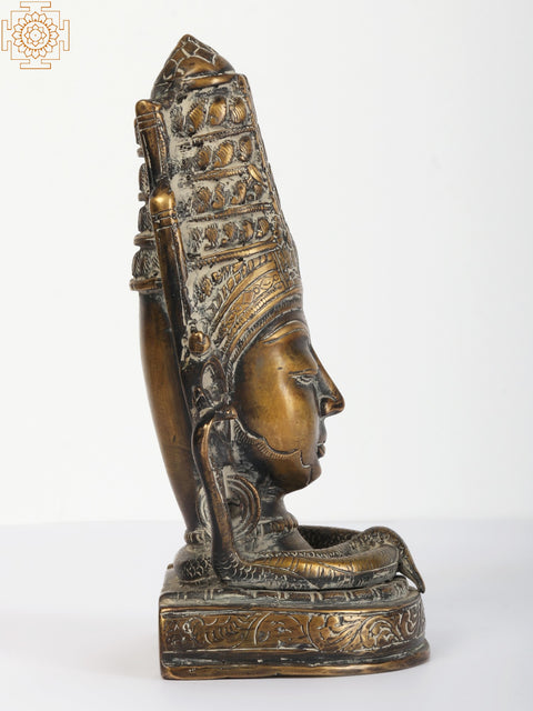 9" Shiva-head Brass Statue | Handmade | Made In India