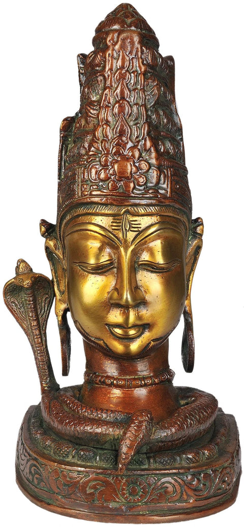 9" Shiva-head Brass Statue | Handmade | Made In India
