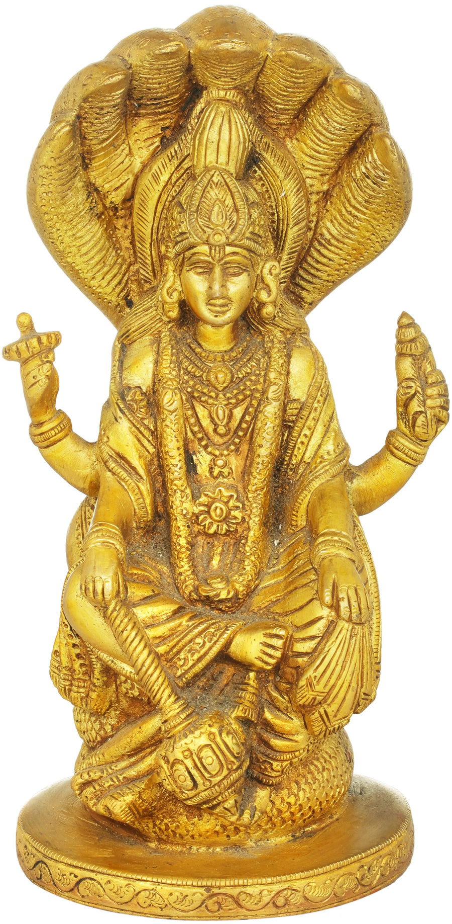 Lord Vishnu Seated on Sheshnag Brass Idol