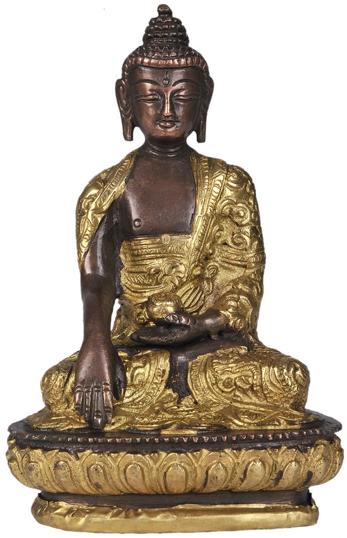 5" Handmade Brass Lord Buddha Statue Bhumisparsha Mudra