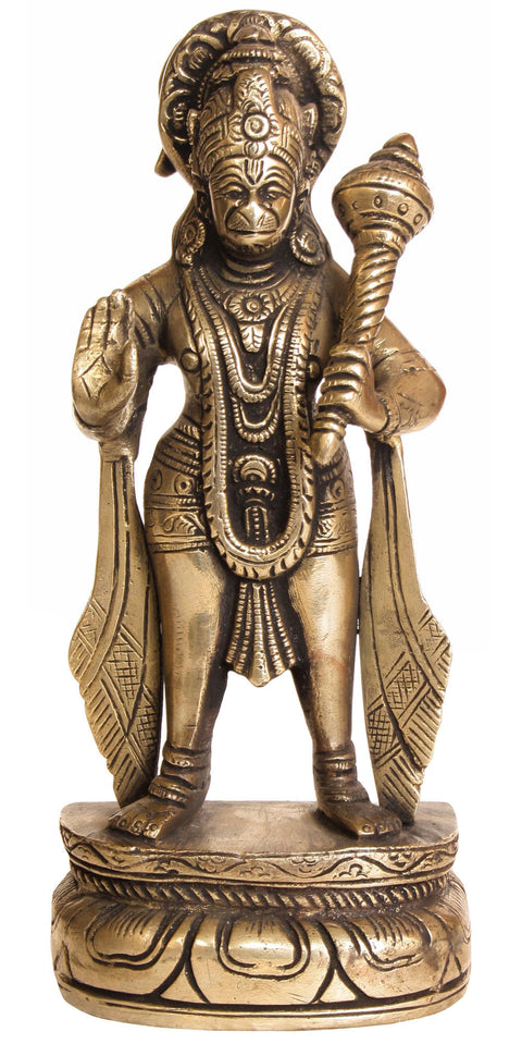 8" Mahaveer Hanuman In Brass | Handmade | Made In India