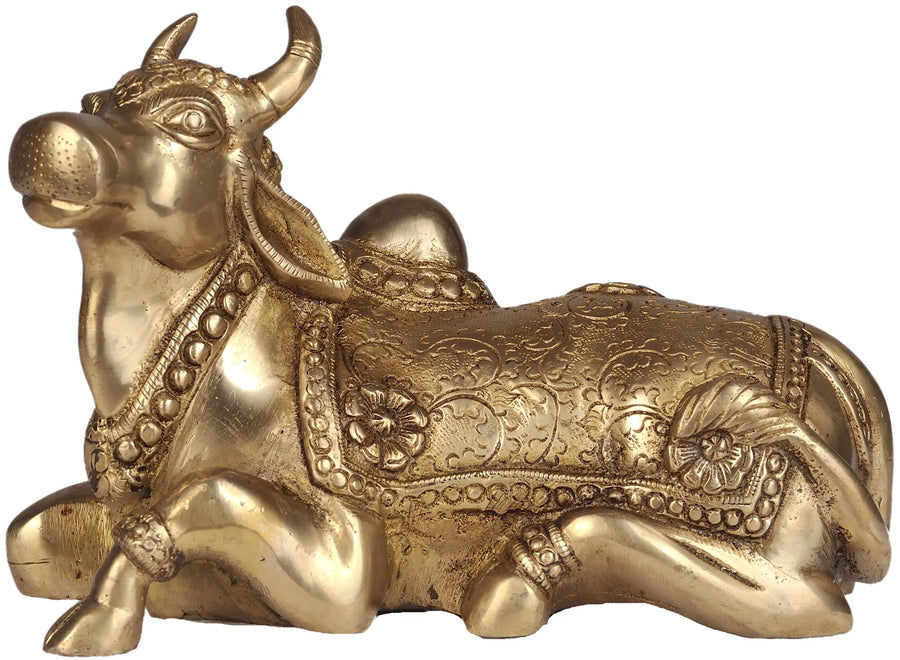 4" Handmade Brass Nandi Statue for Pooja Home Decor