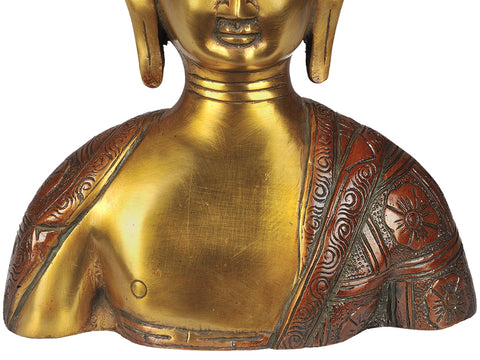8" Lord Buddha Bust in Brass | Handmade | Made in India