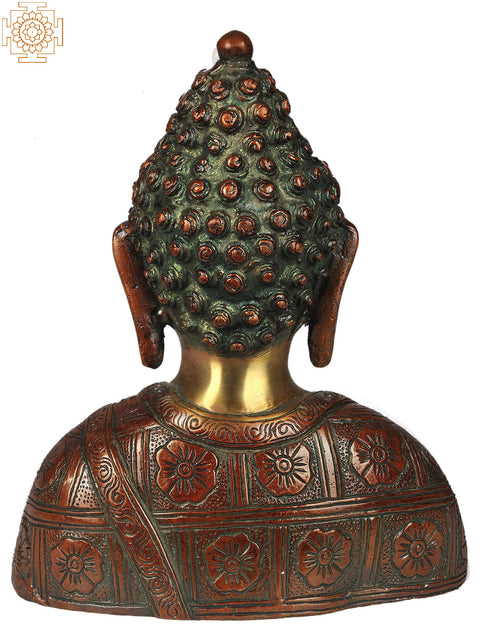 8" Lord Buddha Bust in Brass | Handmade | Made in India