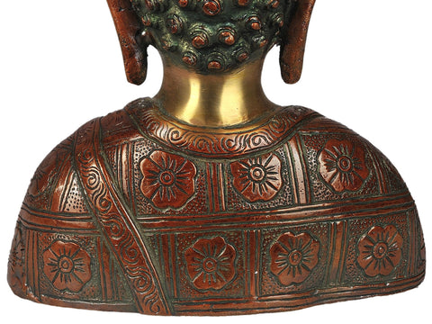 8" Lord Buddha Bust in Brass | Handmade | Made in India