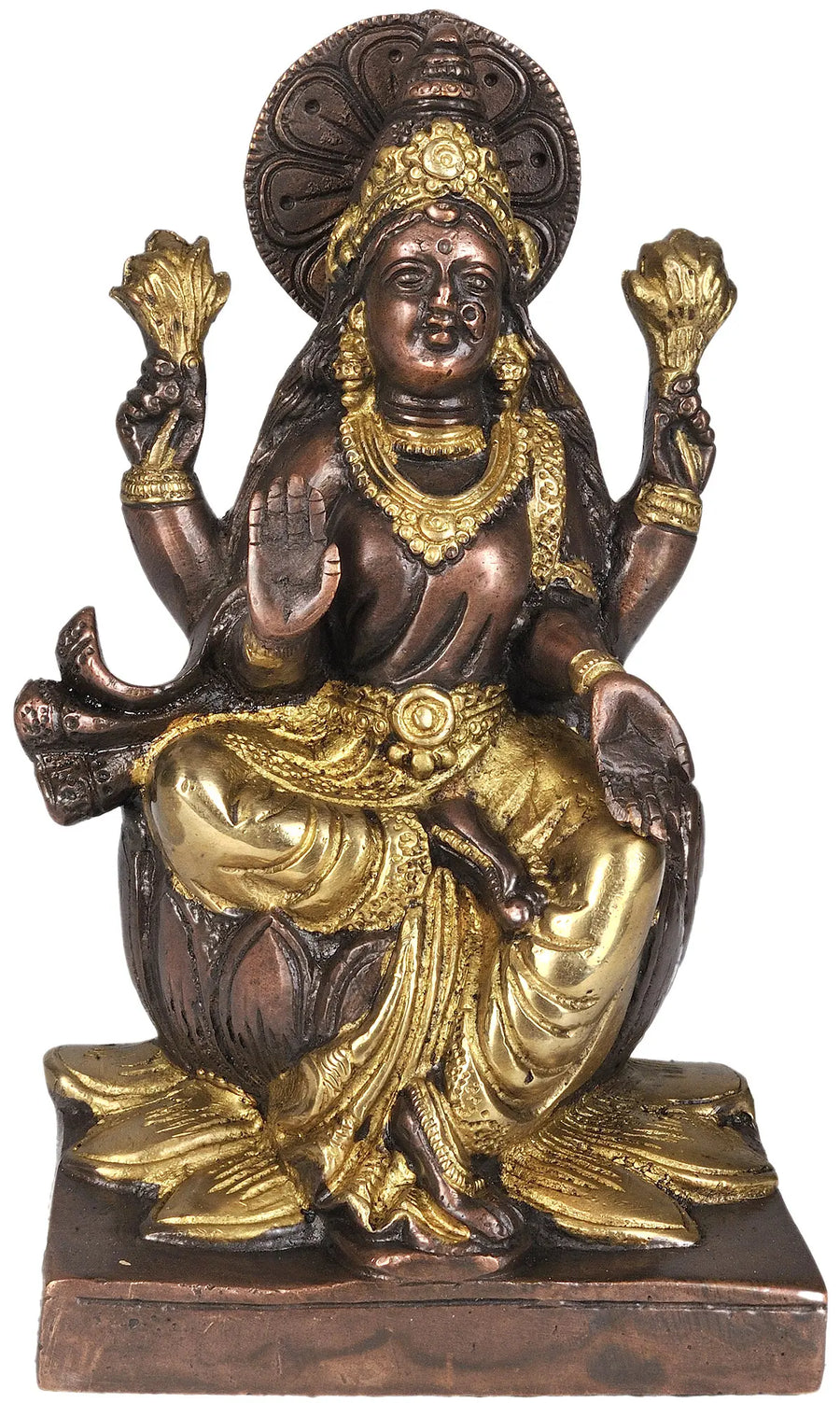 7" Goddess Lakshmi Brass Statue Handmade