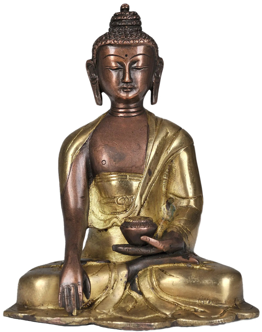 Lord Buddha in Mara Vijay Mudra Brass Statue
