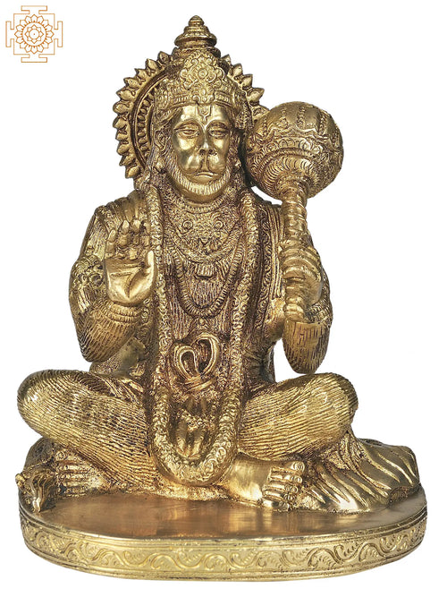 7" Lord Hanuman Brass Statue Handmade