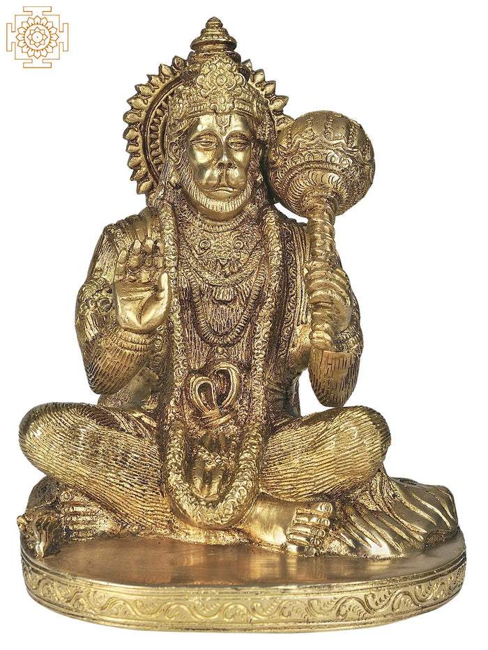 7" Lord Hanuman In Brass | Handmade | Made In India