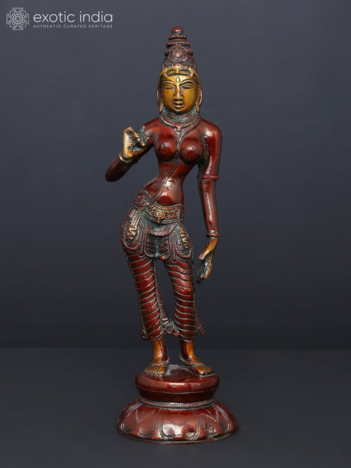 10" Goddess Parvati Shivakamsundari Handmade Brass Idol