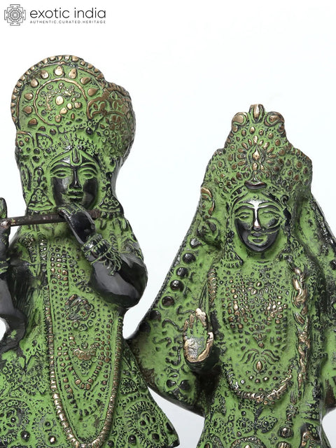 10" Standing Radha Krishna Brass Sculpture