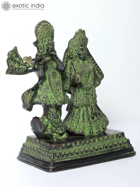 10" Standing Radha Krishna Brass Sculpture