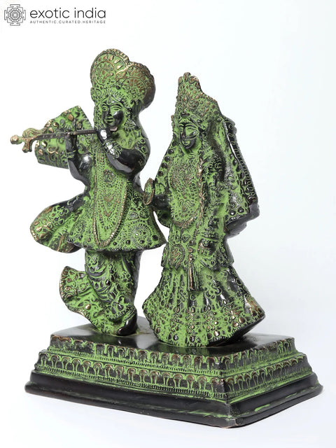 10" Standing Radha Krishna Brass Sculpture