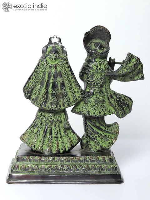 10" Standing Radha Krishna Brass Sculpture