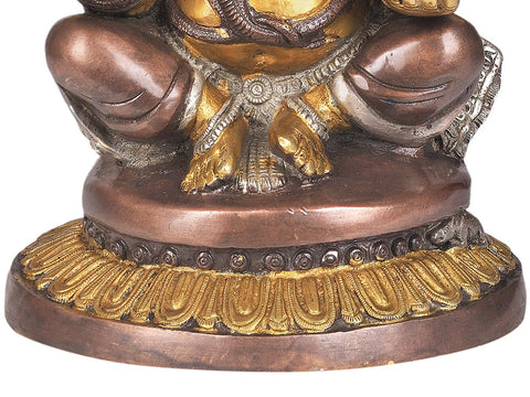 12" Lord Ganesha Granting Abhaya In Brass | Handmade | Made In India
