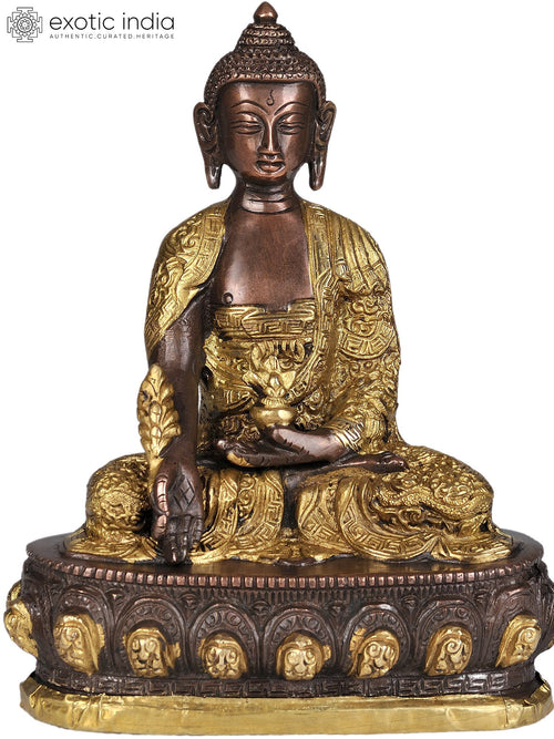 7" Medicine Buddha Handmade Brass Idol for Pooja