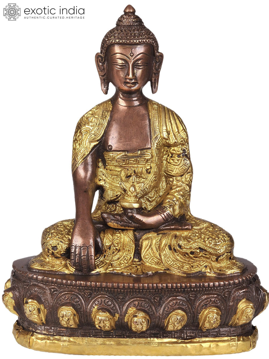 7" Handmade Brass Lord Buddha Idol Bhumisparsha Mudra Statue
