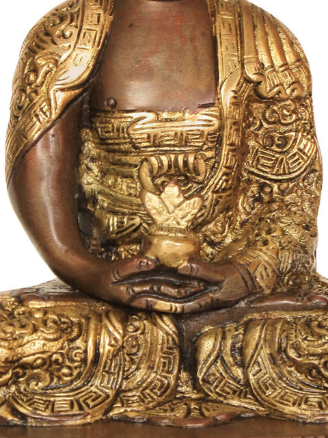 7" Lord Buddha Statue in Dhyana Mudra in Brass | Handmade