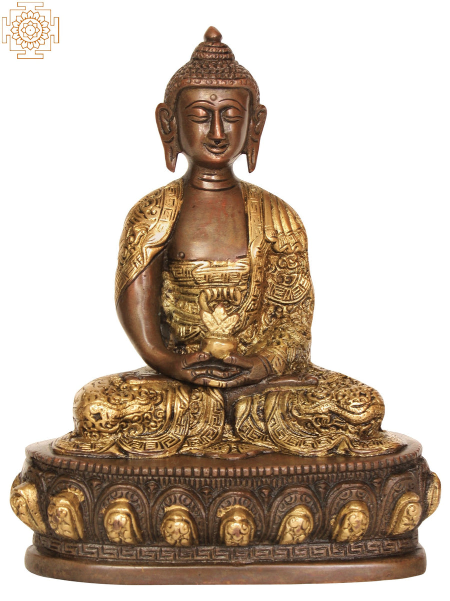 7" Lord Buddha Dhyana Mudra Brass Statue Handmade