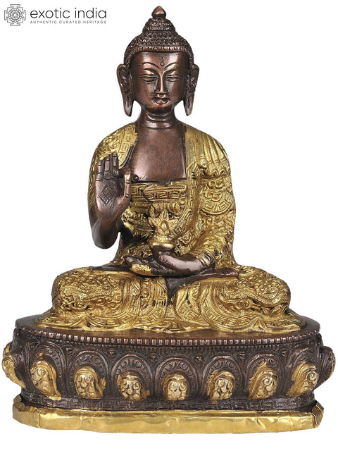 7" Lord Buddha is Interpreting His Dharma | Handmade Brass Statue | Made in India