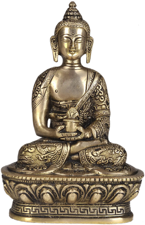6" Brass Lord Buddha Statue in Dhyana Mudra Handmade