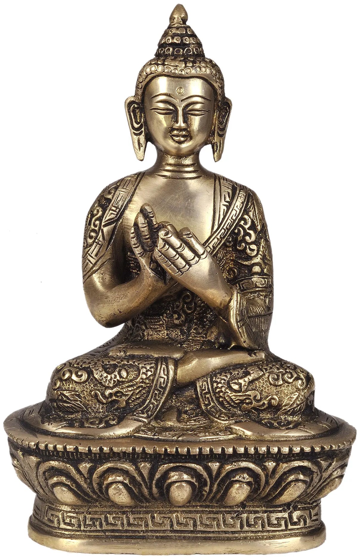 6" Dharmachakra Buddha Decorated in Auspicious Robe