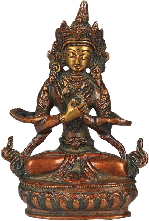 5" Handmade Vajradhara Buddha Brass Statue for Pooja