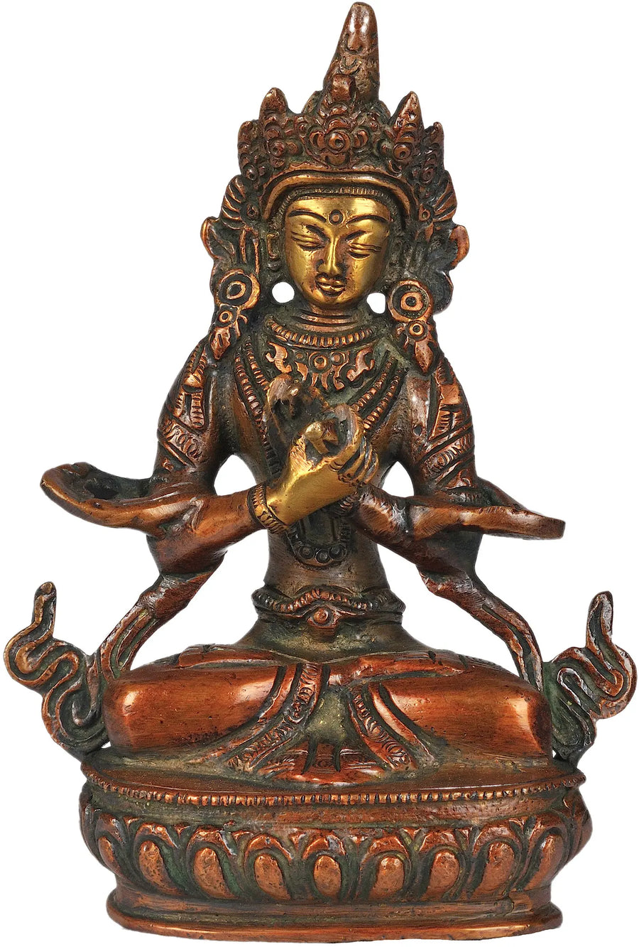 5" Handmade Vajradhara Buddha Brass Statue for Pooja