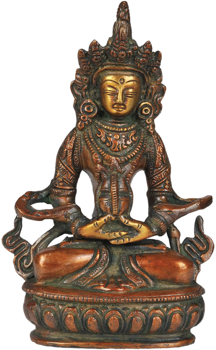 5" Amitabha Buddha Sculpture in Brass | Handmade | Made in India