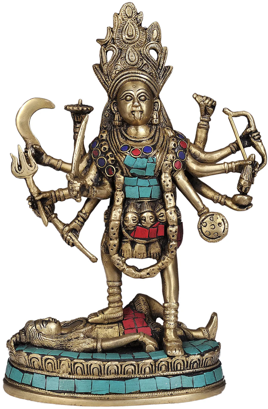 11" Handmade Kali Mother Goddess Brass Statue