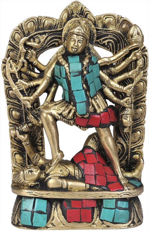 6" Goddess Kali Sculpture in Brass | Handmade | Made in India