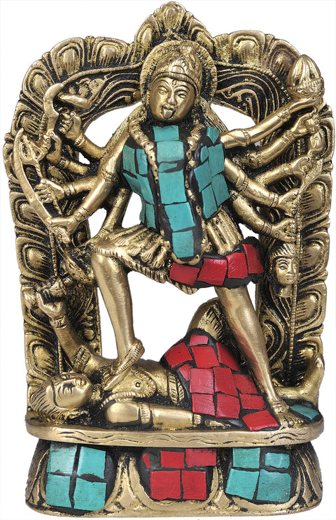 6" Goddess Kali Sculpture in Brass | Handmade | Made in India