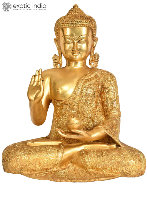 17" Brass Preaching Buddha Tibetan Buddhist Deity Handmade Statue