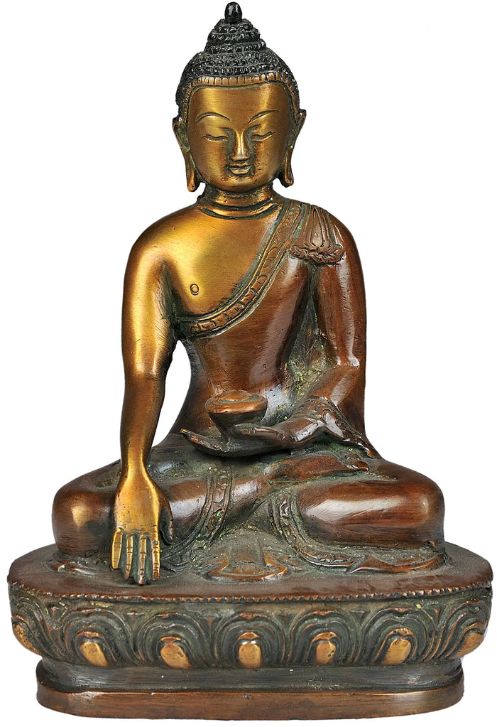 5" Brass Lord Buddha Statue in Bhumisparsha Mudra | Handmade