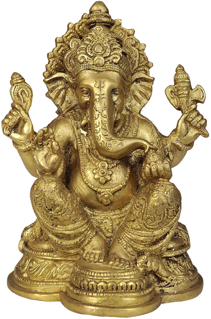 6" Lord Ganesha Abhaya Brass Statue Handmade