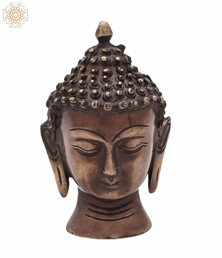 4" Lord Buddha Head Brass Statue Handmade