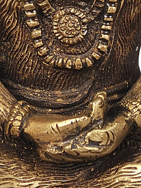 7" Hanuman Ji Idol Meditating on Lord Rama | Handmade Brass Statue | Made in India