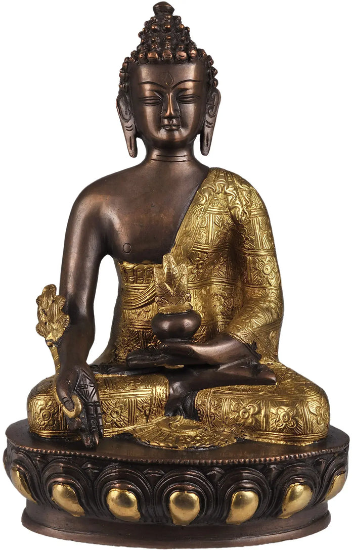 11" Handmade Bhaishajyaguru Medicine Buddha Brass Statue