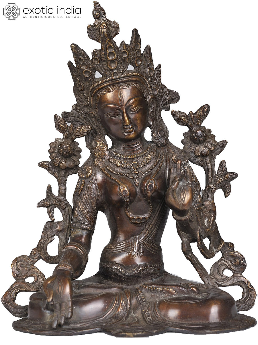 10" White Tara Buddhist Goddess Handmade Brass Idol