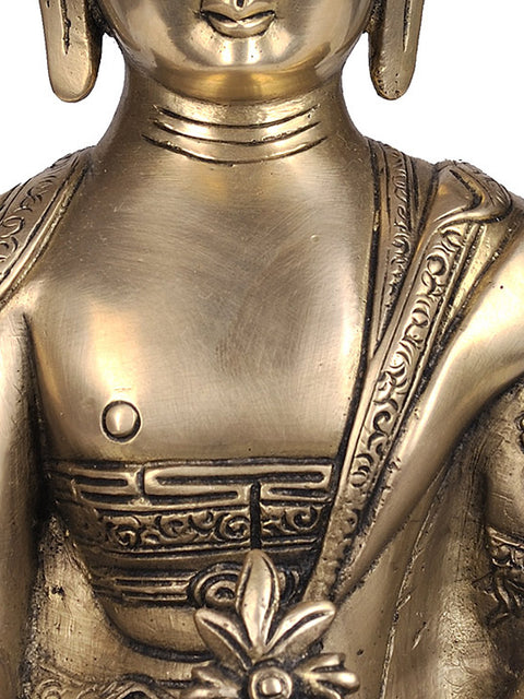 10" Tibetan Buddhist God Medicine Buddha Brass Statue | Handmade Idol