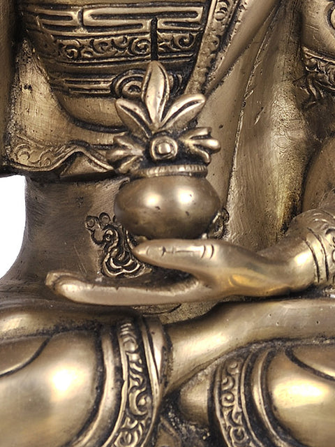10" Tibetan Buddhist God Medicine Buddha Brass Statue | Handmade Idol