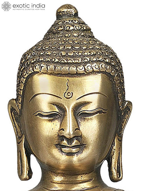 9" Lord Buddha Invoking the Earth Goddess to be His Witness to the Attainment of Supreme Enlightenment In Brass | Handmade | Made In India